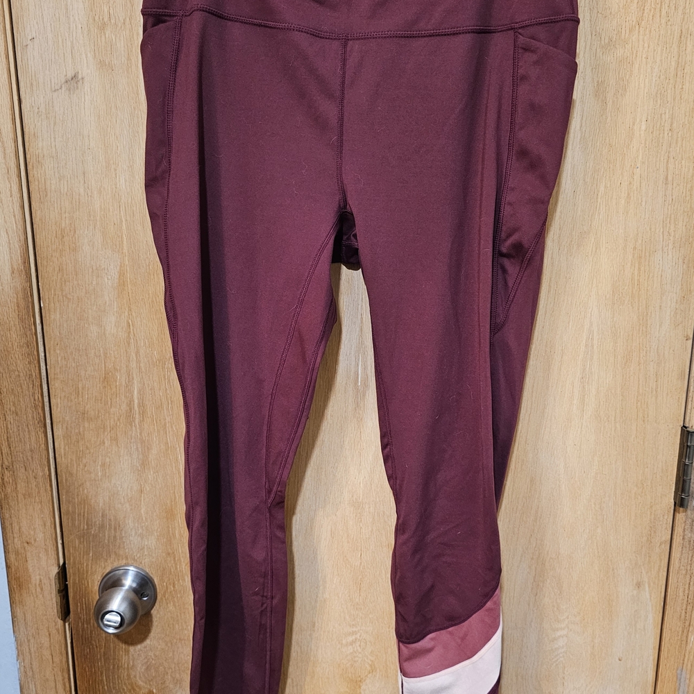 Senita Athletics Pink and Red Leggings Smooth and Stylish